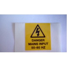 CLANSMAN DANGER MAINS INPUT DECAL RED ON YELLOW